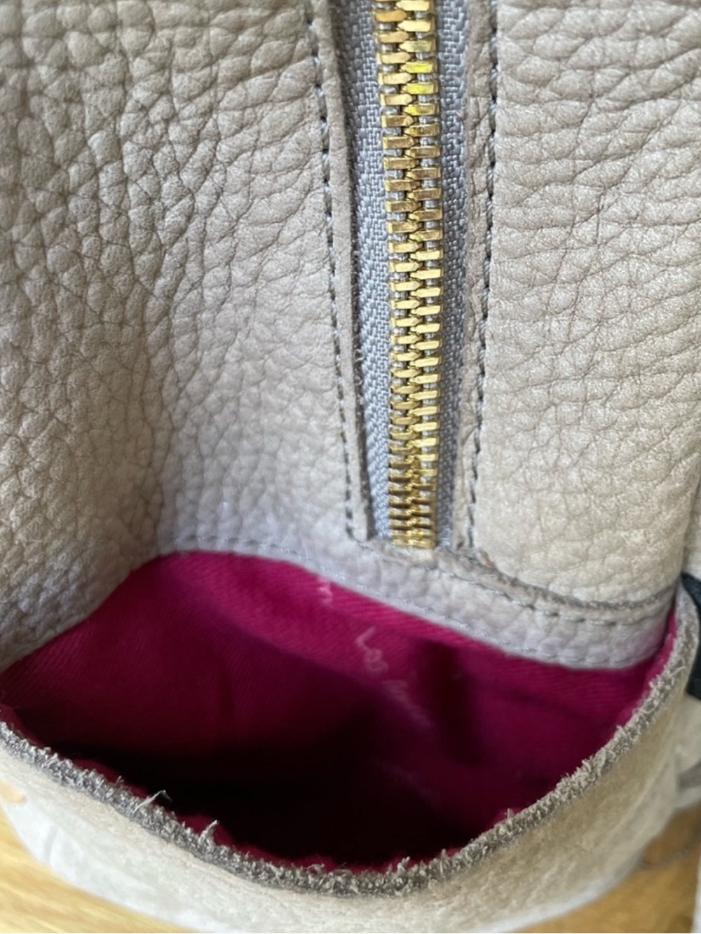Hammitt Beige Leather Backpack with Gold Hardware and Red Interior - Picture 4 of 9